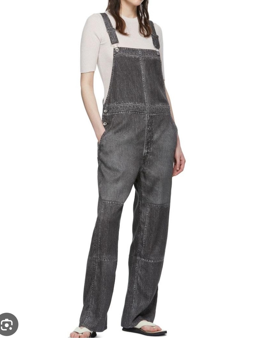 rag & bone Black Washed Denim Overalls